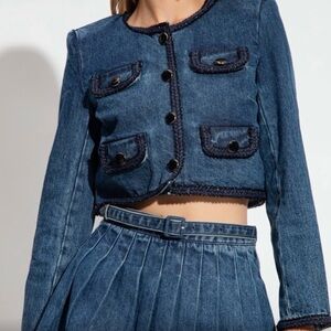 Self-Portrait Blue Cropped Jacket